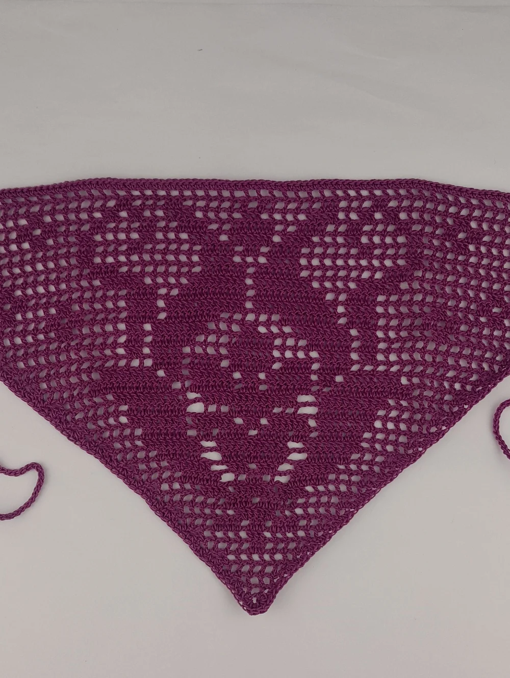 Handcrafted Crochet Purple Filet Dragonfruit Head Bandana Kerchief Tie Back